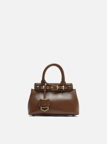 Bolsa Tote Marrom Couro Pequena Bag Charm Victória