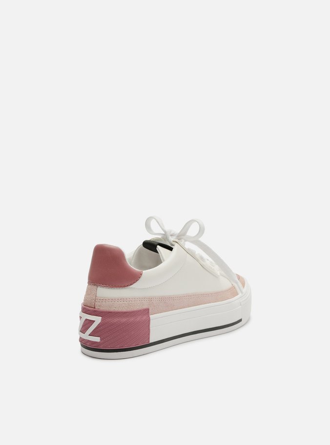 Tênis Branco Flatform Amarração Rosa