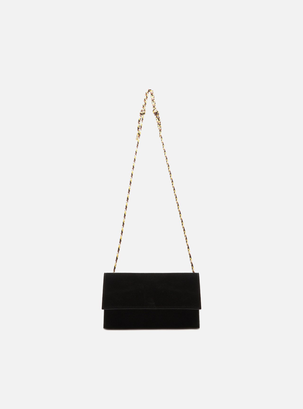 Bolsa Clutch Preta Camurça Pequena Cordão — foto 6
