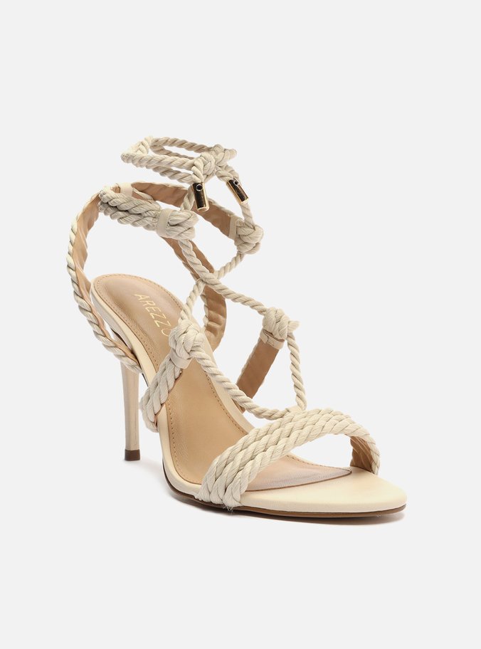 Sandália Off-White Cordão Salto Alto Amarração