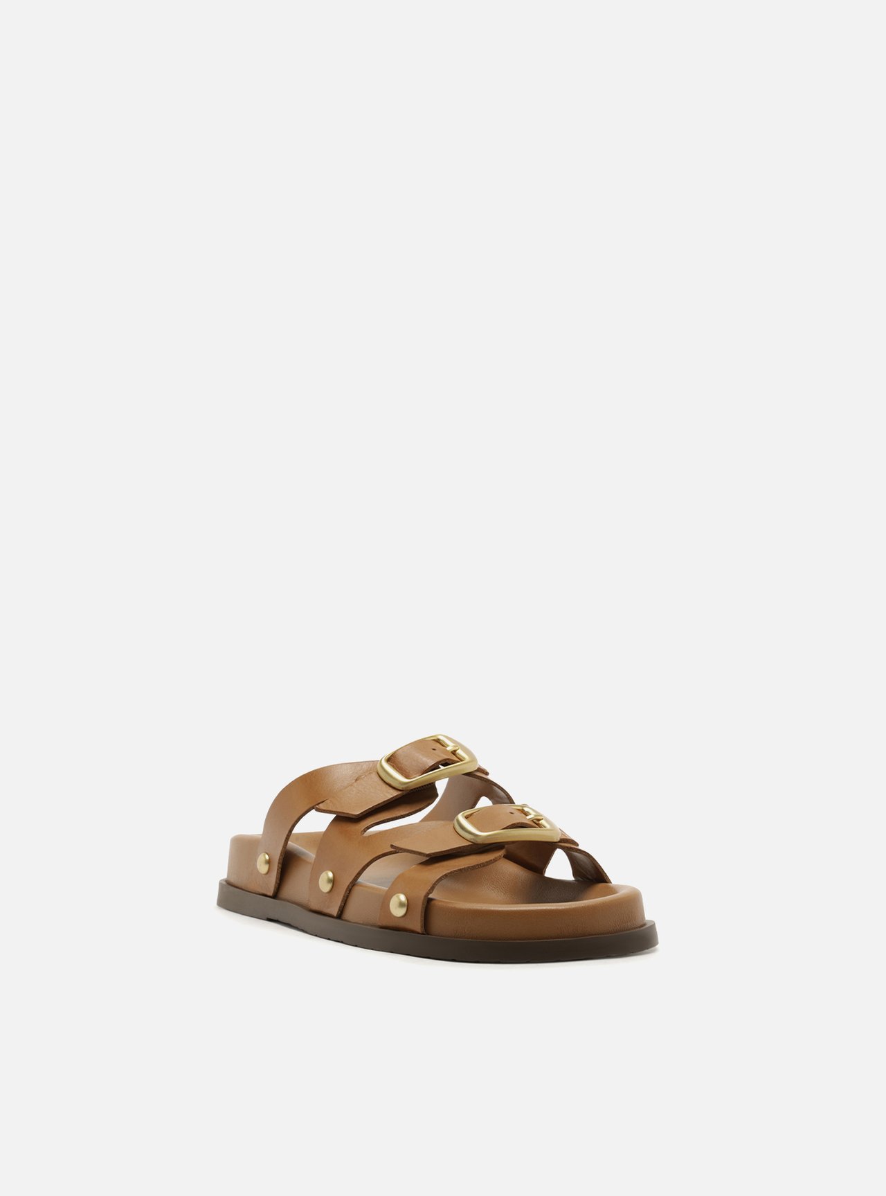 Sandália Papete Marrom Flatform Fivela — foto 2