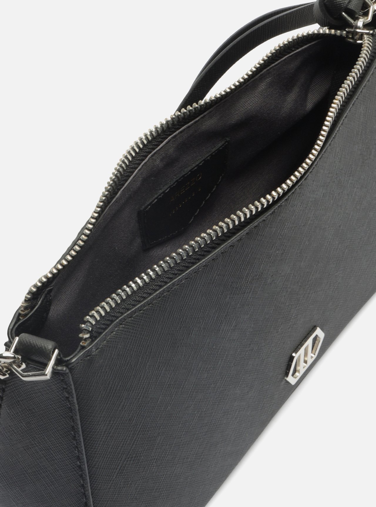 Bolsa Tiracolo Preta Couro Pequena Corrente — foto 4