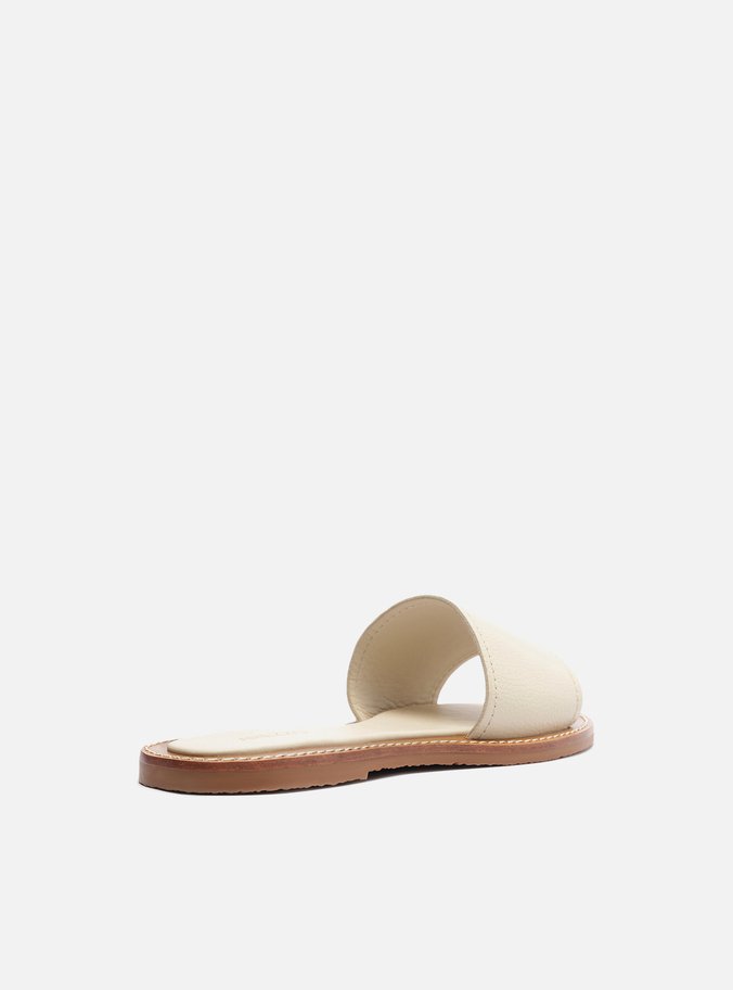 Rasteira Off-White Couro Flat Tira Única