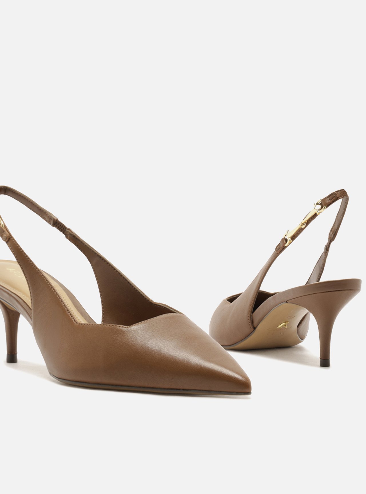 Scarpin Marrom Salto Fino Slingback Metais — foto 4