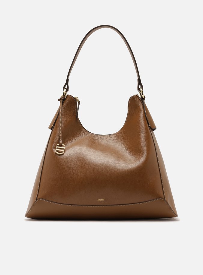 Bolsa Hobo Caramelo Couro Grande Moldura Bag Charm