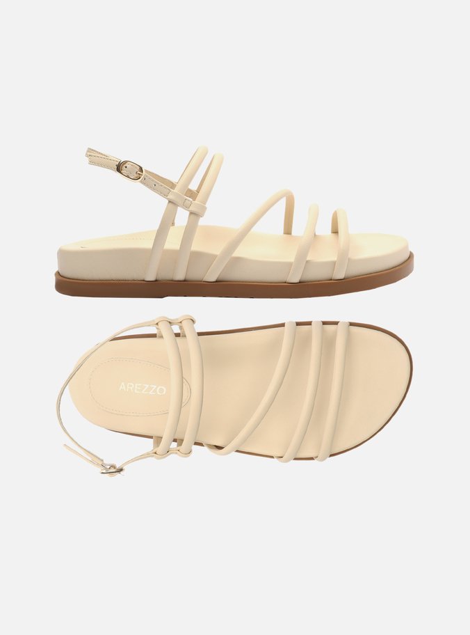 Sandália Rasteira Off-White Tiras Fivela