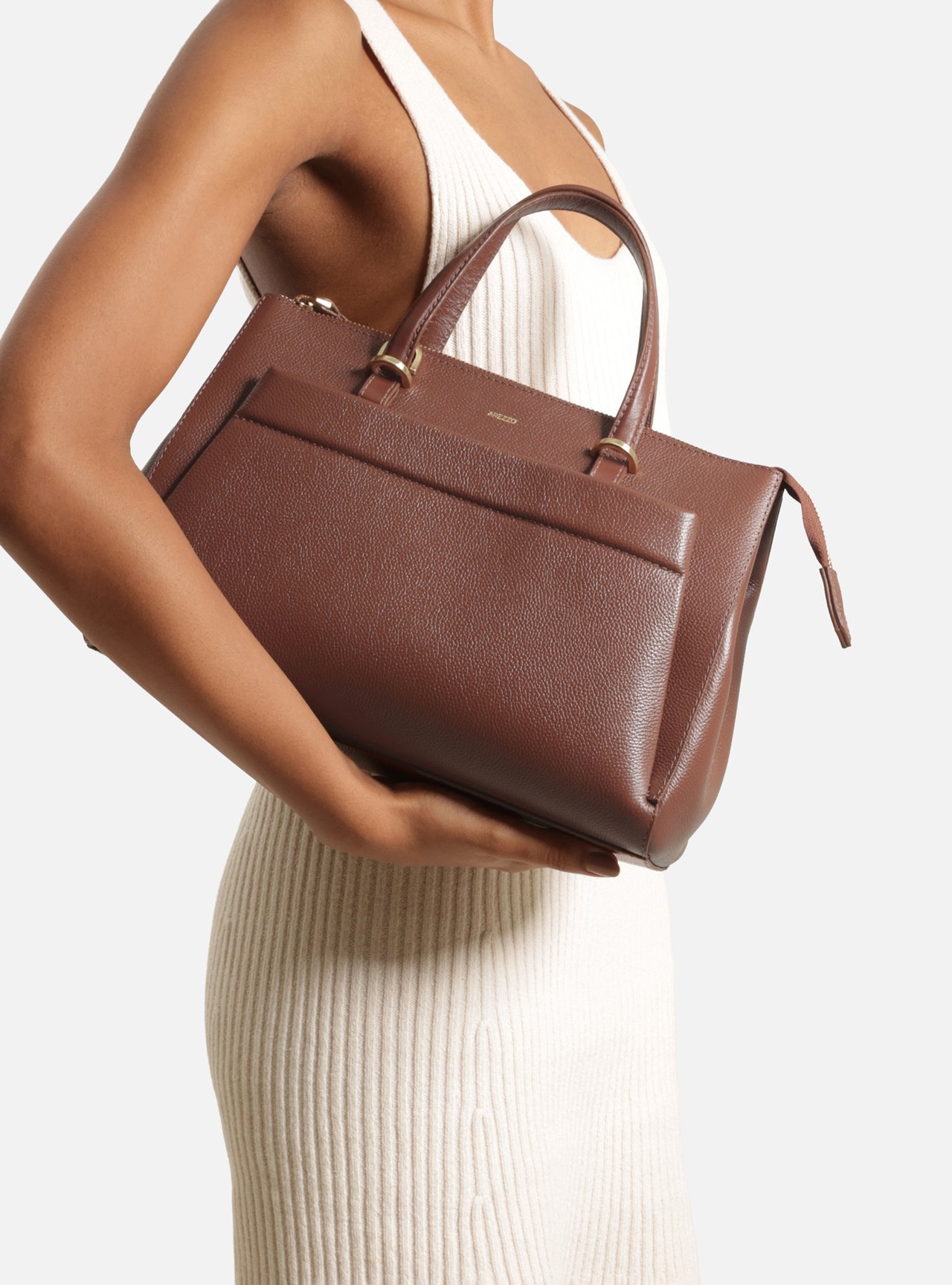 Bolsa Tote Marrom Couro Grande — foto 6