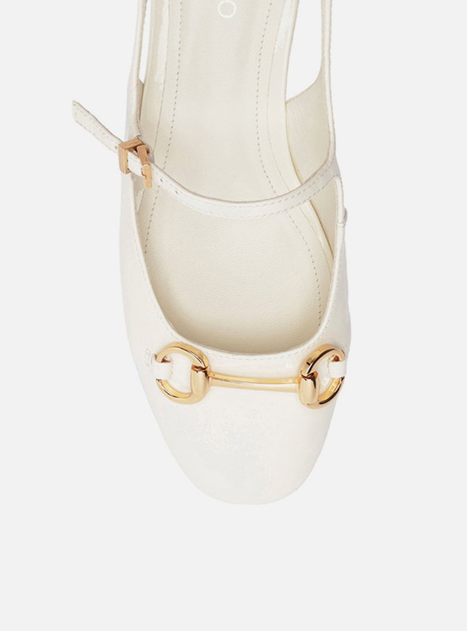 Sapatilha Boneca Branca Verniz Slingback Bridão