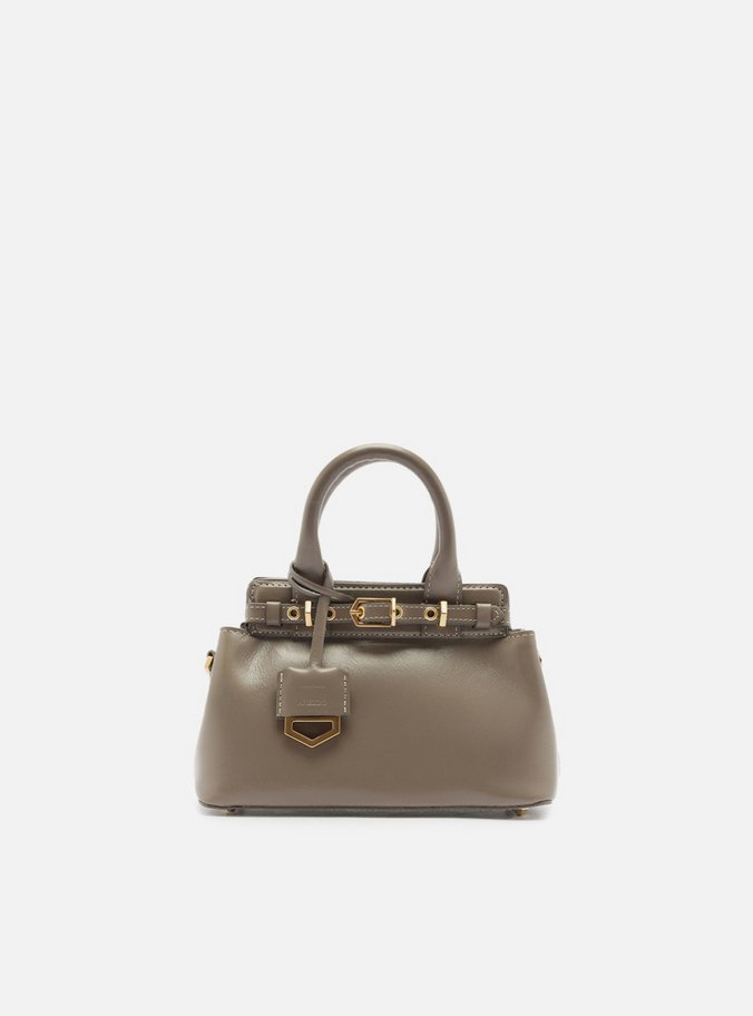 Bolsa Tote Cinza Couro Pequena Bag Charm Victória