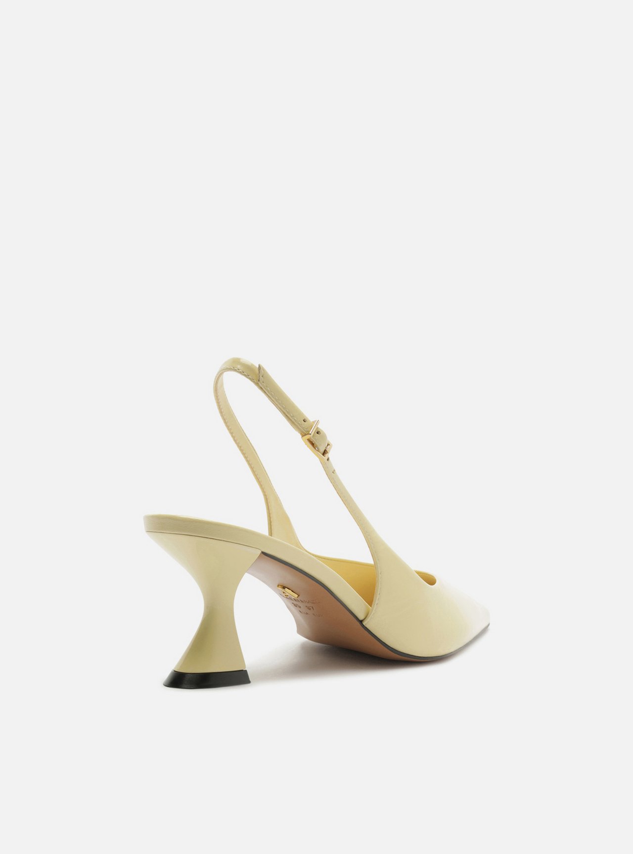 Scarpin Amarela Couro Salto Geométrico Slingback — foto 3
