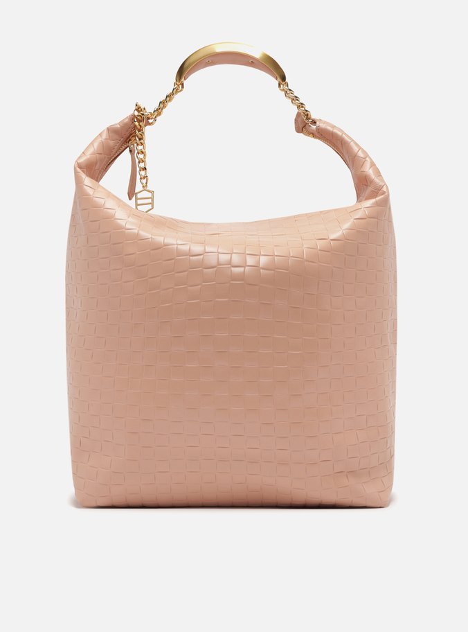 Bolsa Hobo Rosé Couro Tressê Grande Silvia Braz