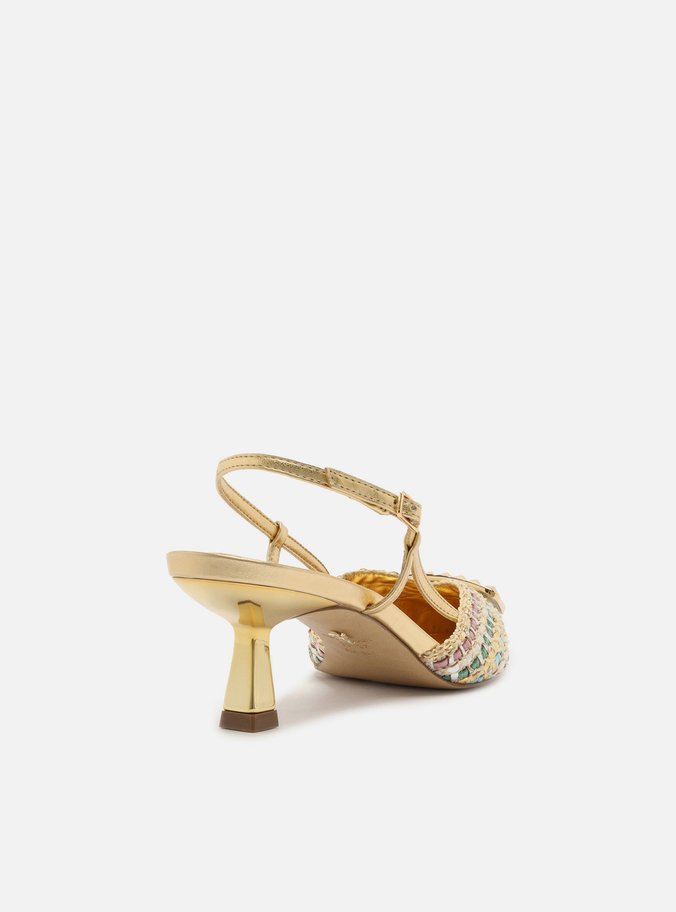 Scarpin Color Tressê Bico Fino Slingback Metal