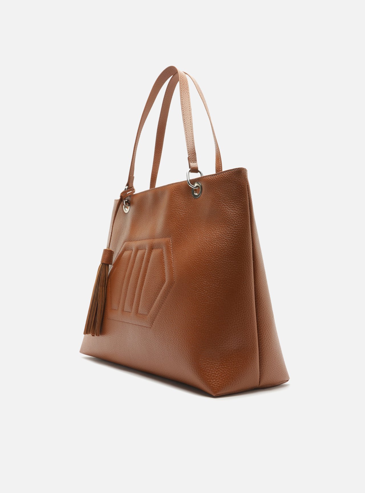Bolsa Shopping Marrom Grande Granulada Franja — foto 2