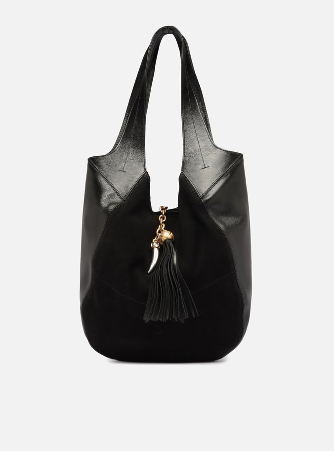 Bolsa Hobo Preta Couro Grande Franja