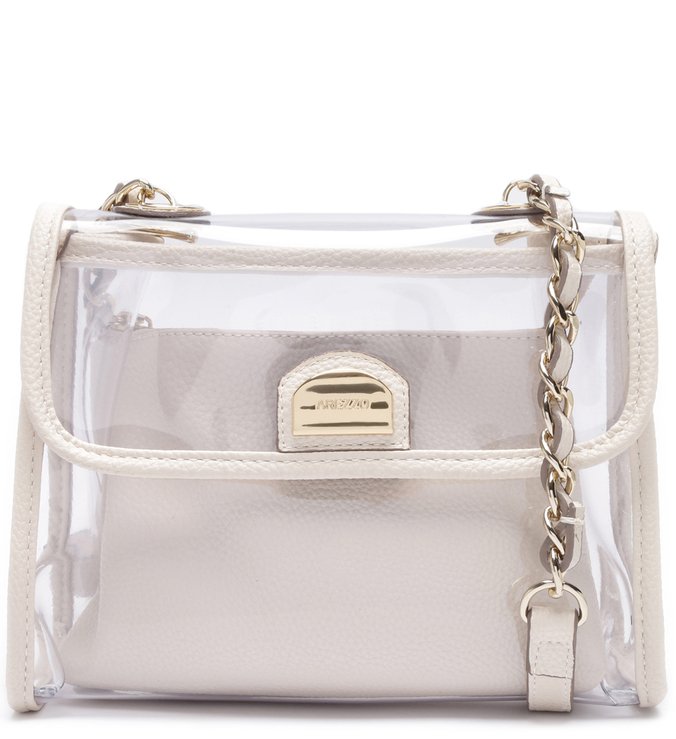 Bolsa Tiracolo Pequena Vinil Clear Off White