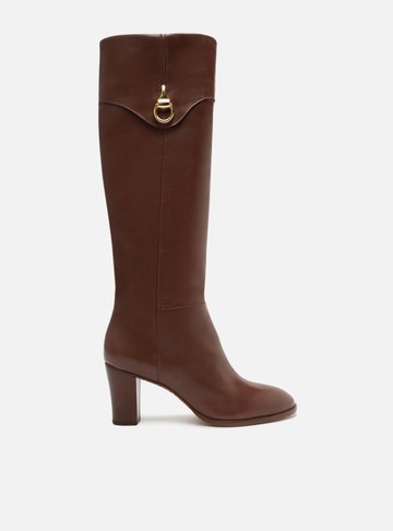 Bota Marrom Escuro Couro Cano Longo Savannah