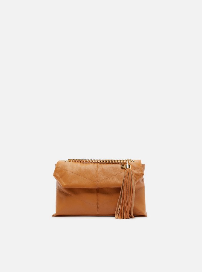 Bolsa Tiracolo Marrom Couro Média Franja
