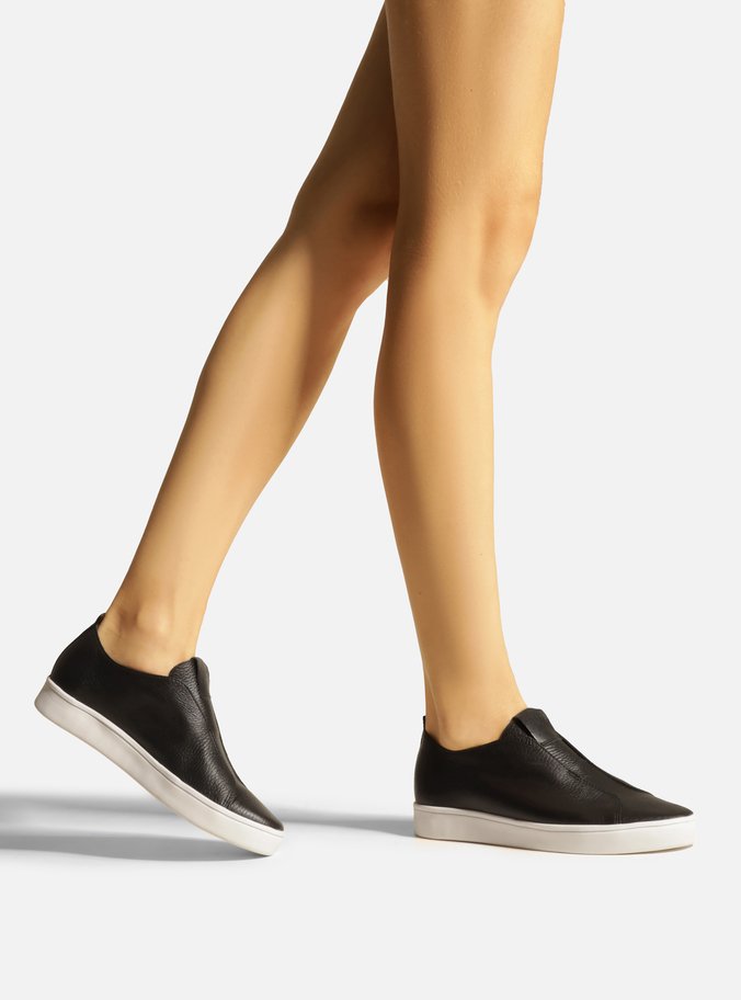 Tênis Slip On Preto Couro Tag
