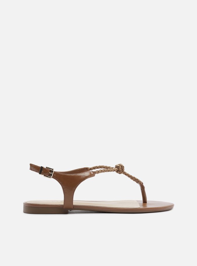 Sandália Rasteira Marrom Slim Chicote