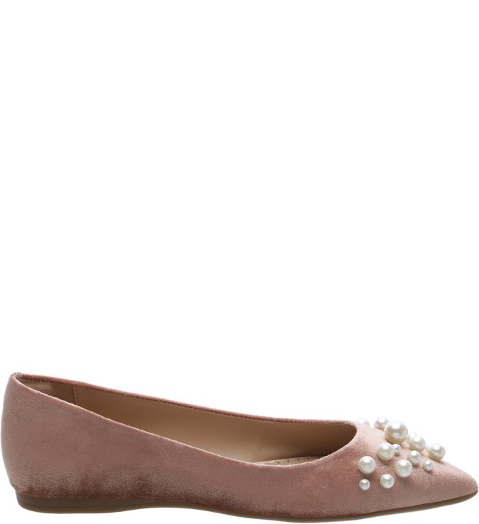 Sapatilha Pérolas Rose Veludo