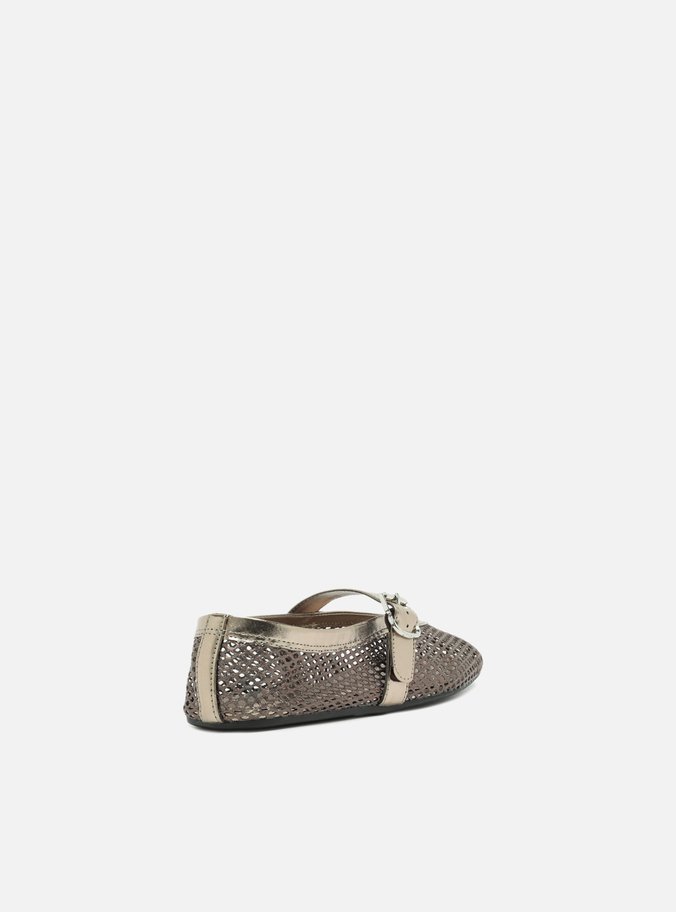 Sapatilha Bronze Tela Fivela