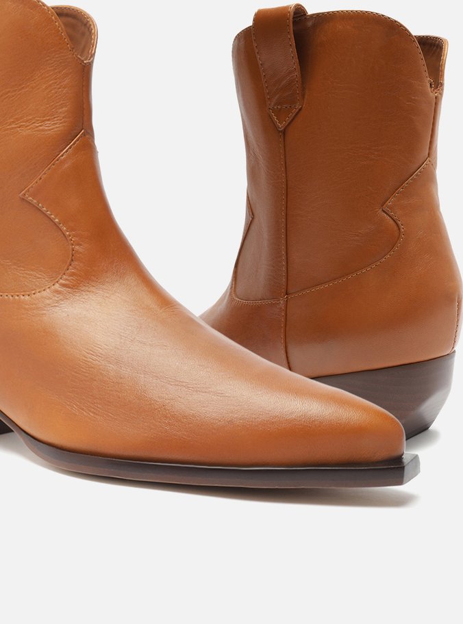 Bota Marrom Couro Cano Curto Western