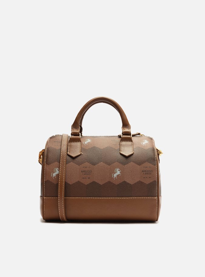 Bolsa Bowling Marrom Couro Estampa  Média
