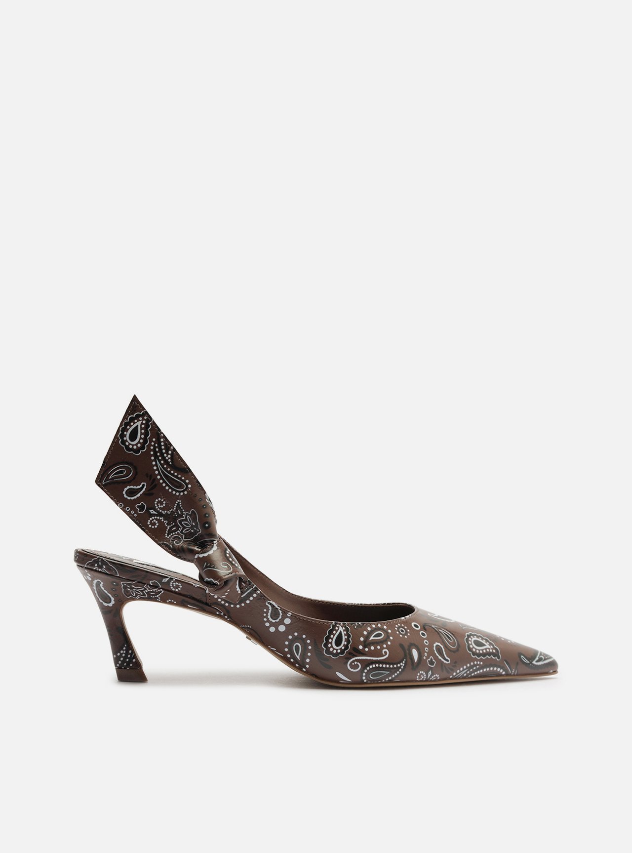 Scarpin Marrom Paisley Salto Baixo Slingback Livia — foto 1