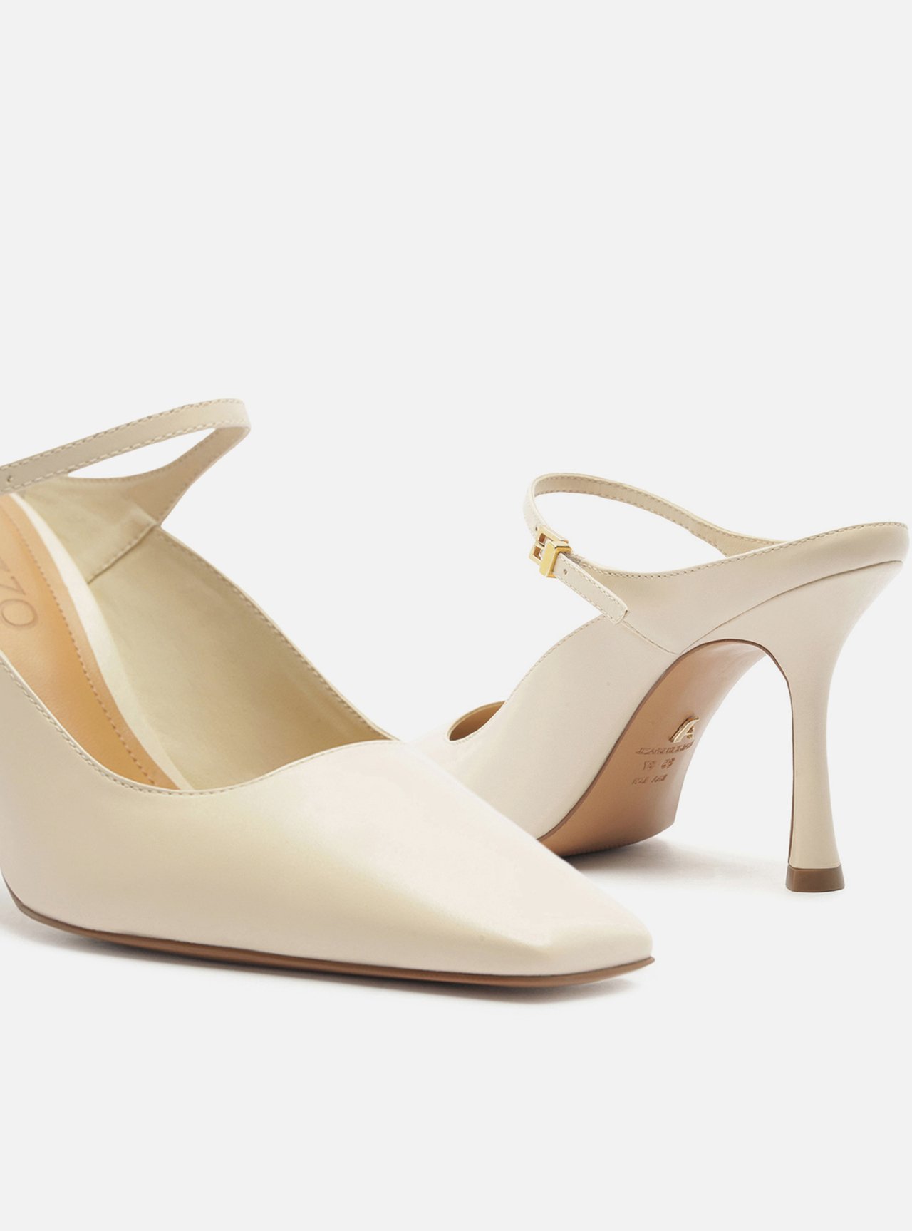 Mule Branca Couro Salto Taça Slingback — foto 4