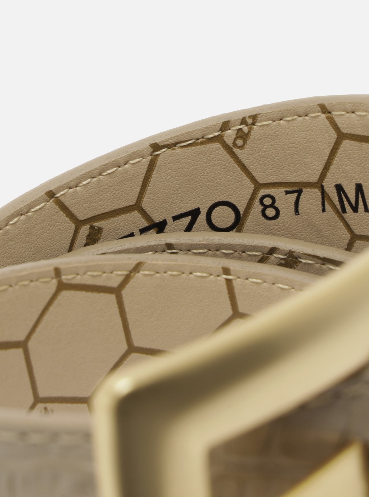 Cinto Cintura Cinza Couro Fivela Dourada Croco — foto 4