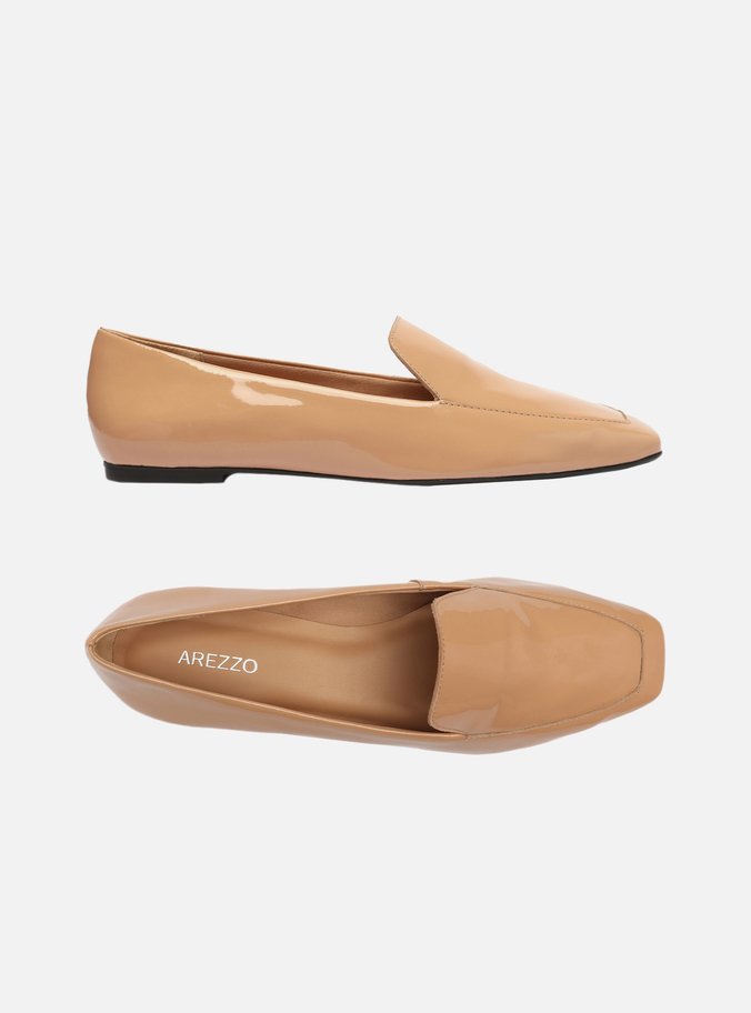 Mocassim Nude Verniz Bico Quadrado Easy