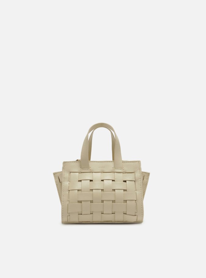 Bolsa Tote Off-White Couro Pequena Tressê Maxi Lenny