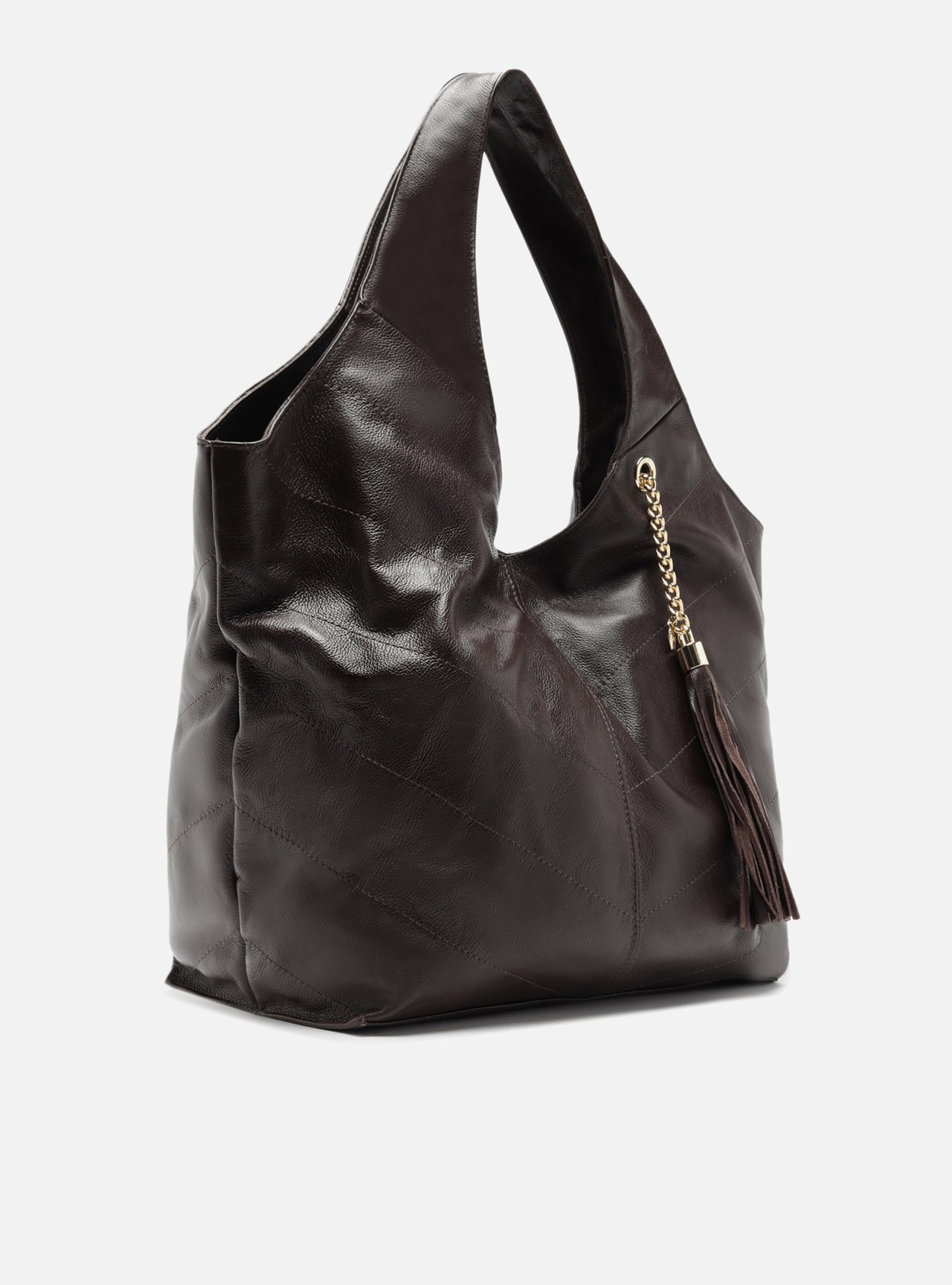 Bolsa Hobo Marrom Couro Ísis Grande — foto 5