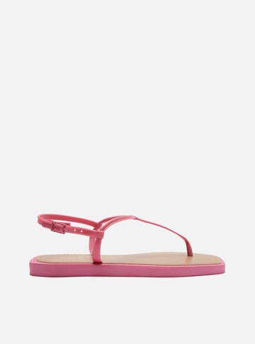 Sandália Rasteira Rosa Slim Square Thong Brizza