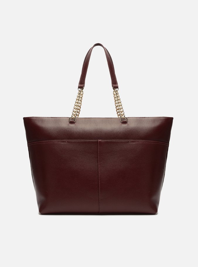 Bolsa Shopping Vinho Couro Grande Alça Corrente