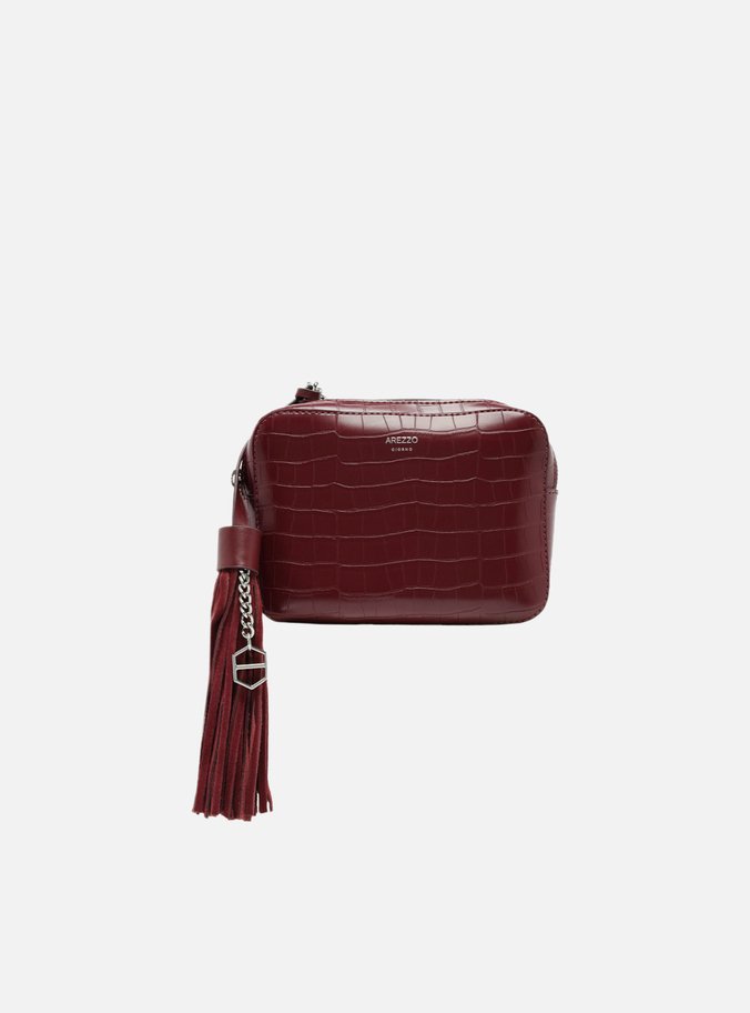 Bolsa Tiracolo Vinho Croco Pequena Barbicacho