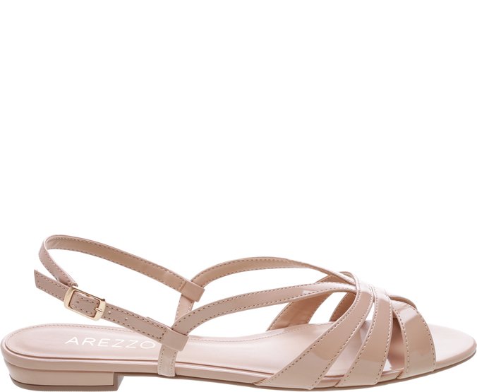 Sandália Verniz Flat Chic Nude Crema