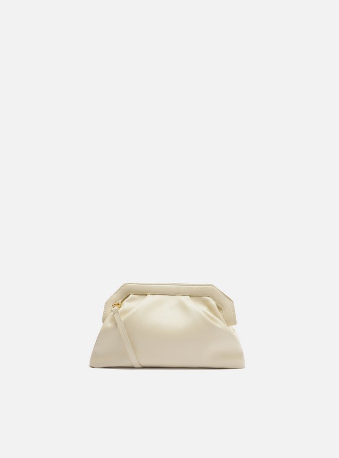 Clutch Off-White Linho Pequena Bordado Flores