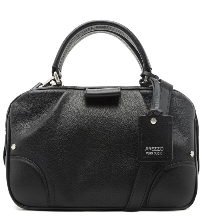Bolsa Bowling Preta Couro Média