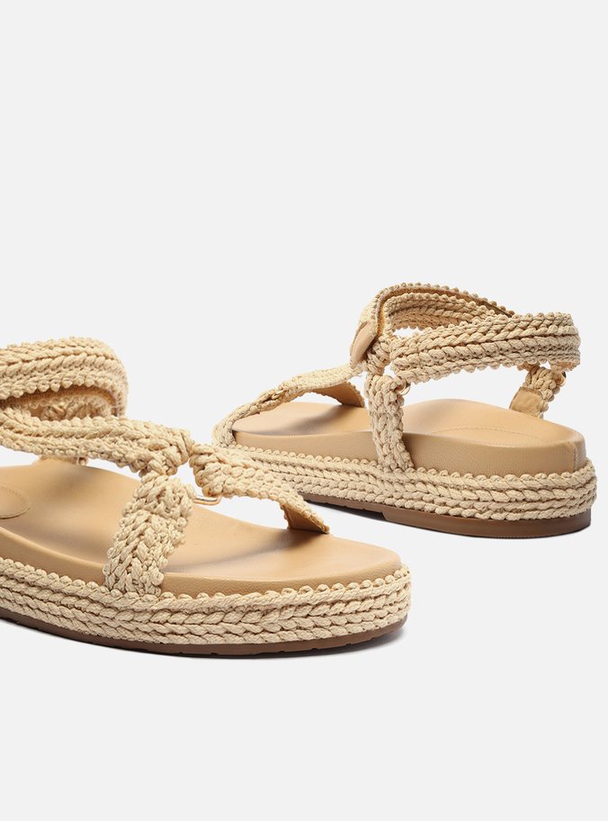 Sandália Nude Texturizada Flatform Maju