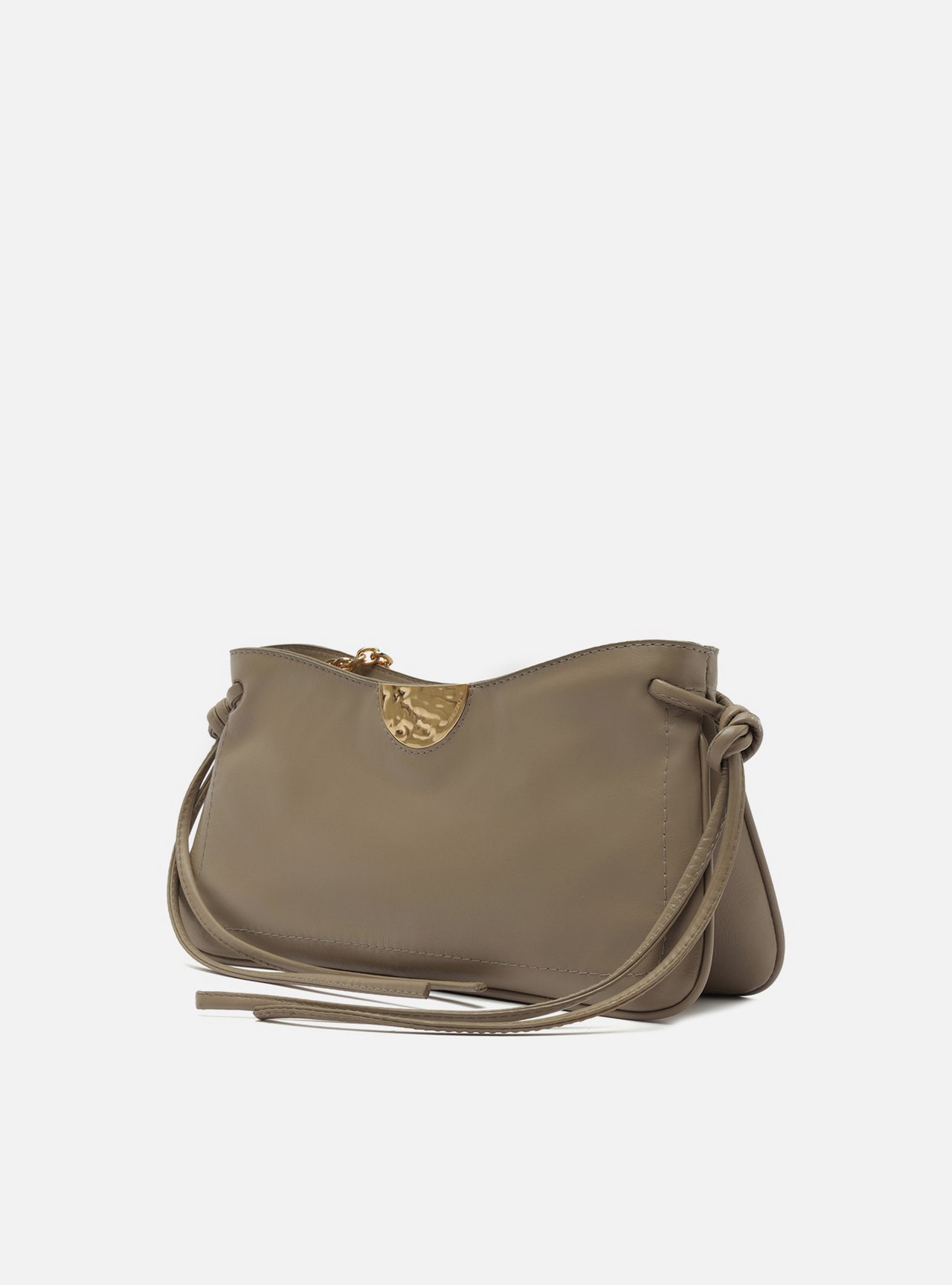 Bolsa Shoulder Cinza Couro Grande Corrente — foto 2