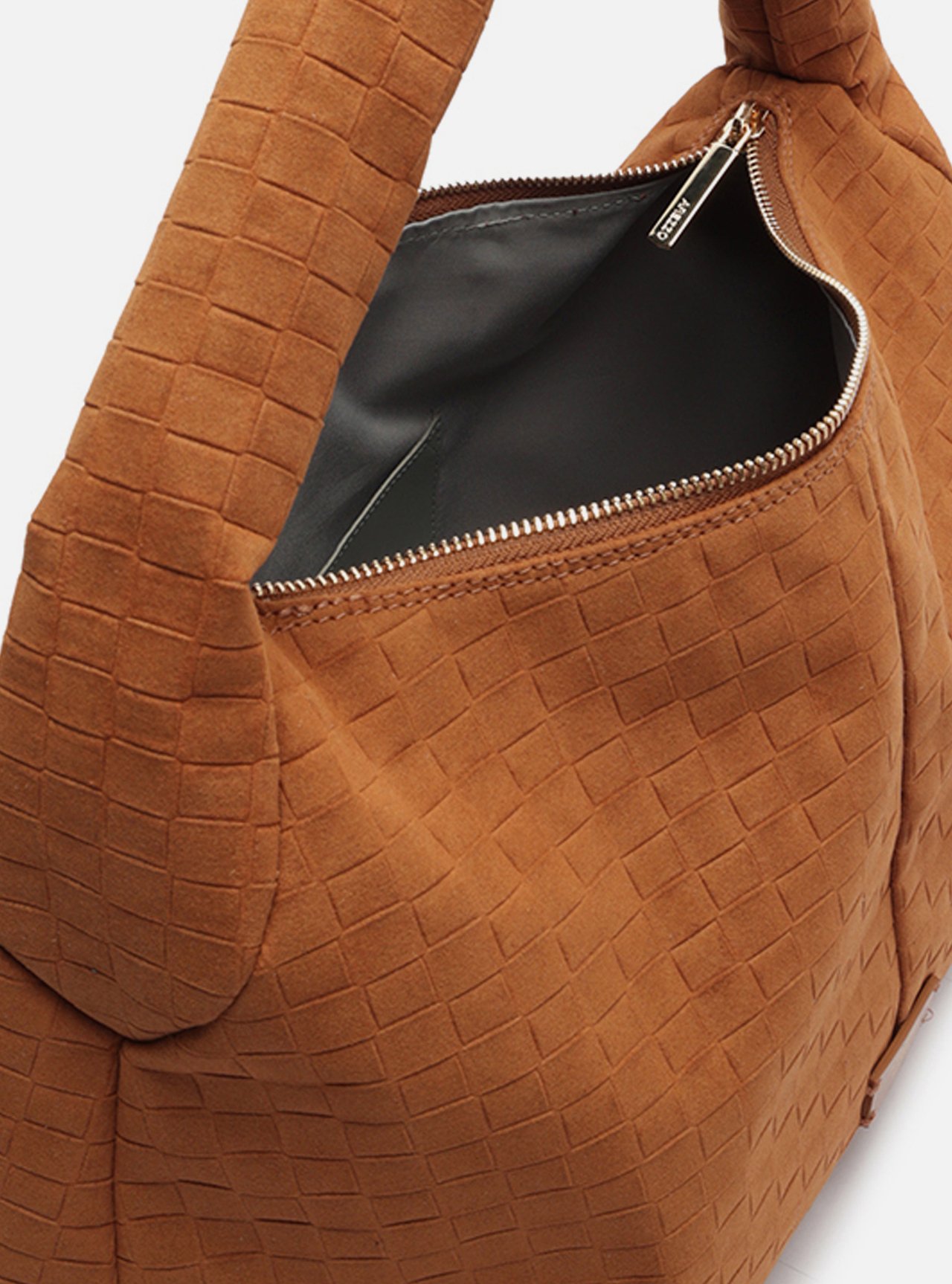 Bolsa Hobo Marrom Camurça Tressê Grande — foto 4