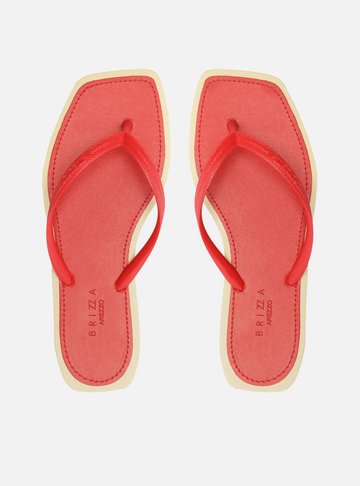 Chinelo Vermelho Bico Quadrado Brizza