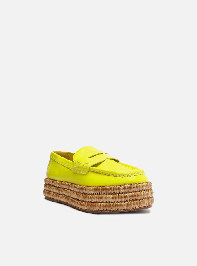Mocassim Amarelo Couro Flatform Corda