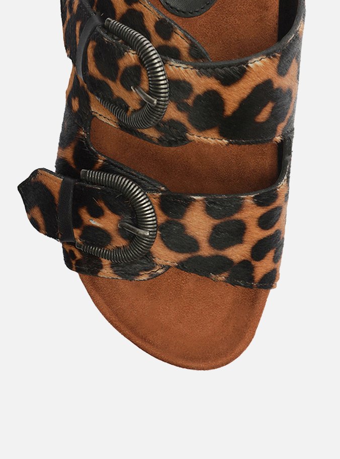 Sandália Papete Animal Print Fivelas