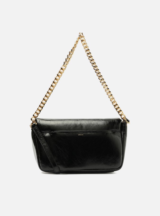Bolsa Tiracolo Preta Couro Média Puffer