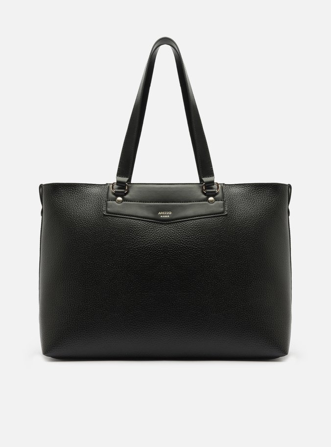 Bolsa Shopping Preta Grande Detalhe Moldura