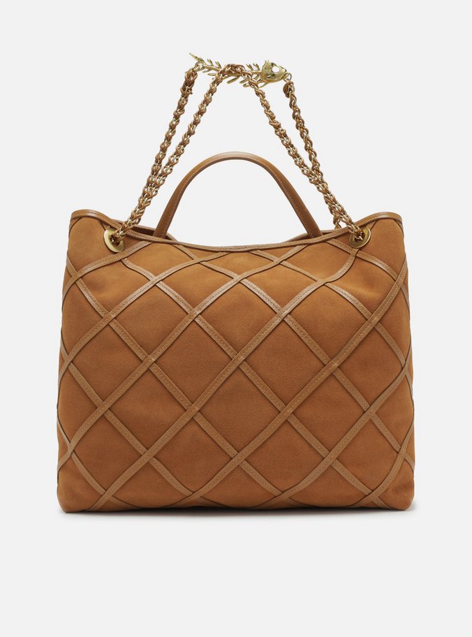 Bolsa Tiracolo Marrom Camurcina Grande Metal