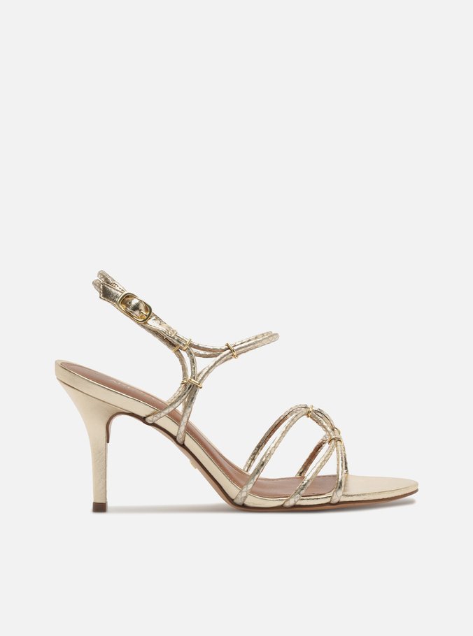 Sandália Dourada Snake Salto Fino Elos