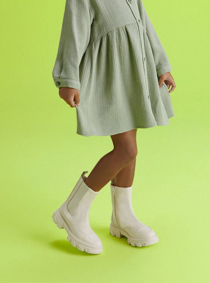 Bota Infantil Chelsea Off-White Tratorada